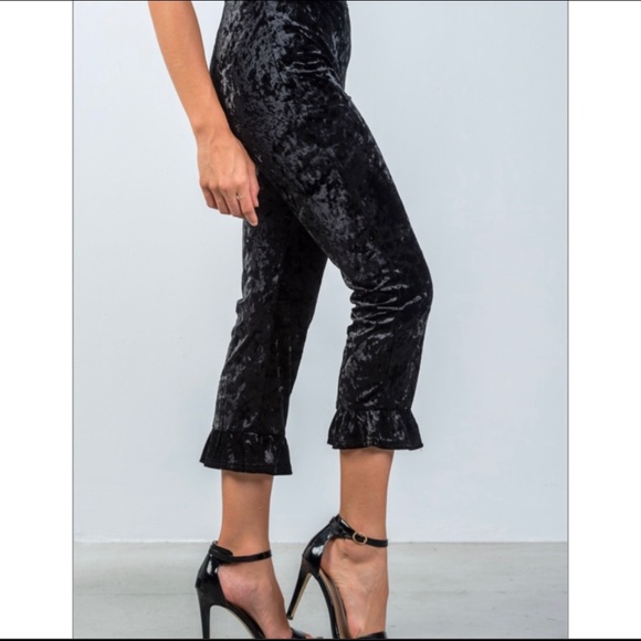 Black Velvet Crop Pants - Picture 3 of 7